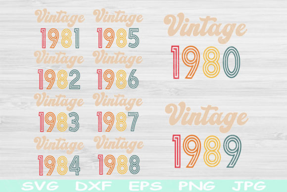 40th Birthday Svg, 1980-1989 Vintage