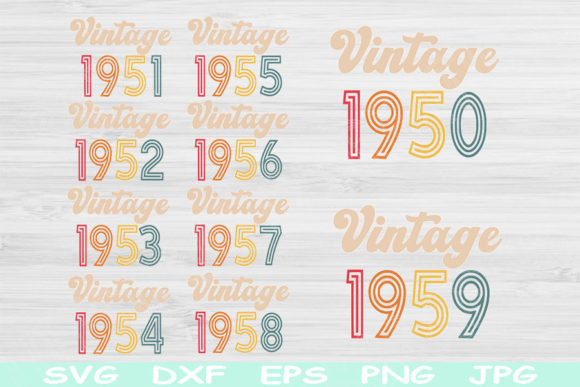 70th Birthday Svg, 1950-1959 Vintage
