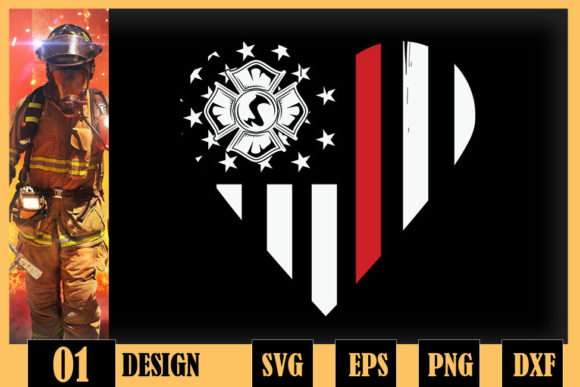 Thin Red Line Firefighter Love USA Flag